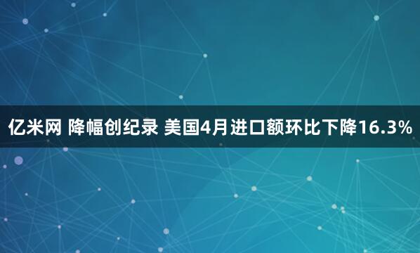 亿米网 降幅创纪录 美国4月进口额环比下降16.3%
